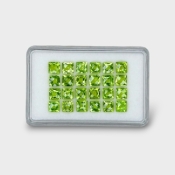 17.18 Cts. Peridot 5mm Checkerboard Square Shape AA+ Grade Gemstones Parcel - Total 24 Pc.