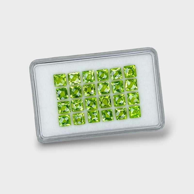 Peridot 5mm Checkerboard Square AA+ Gemstones Parcel - 170715