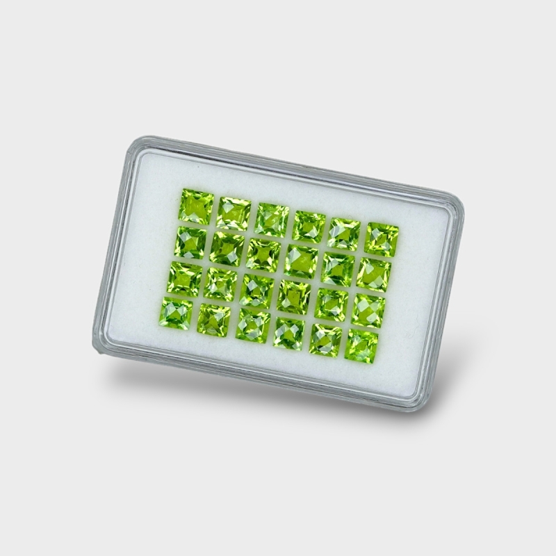 Peridot 5mm Checkerboard Square AA+ Gemstones Parcel - 170715