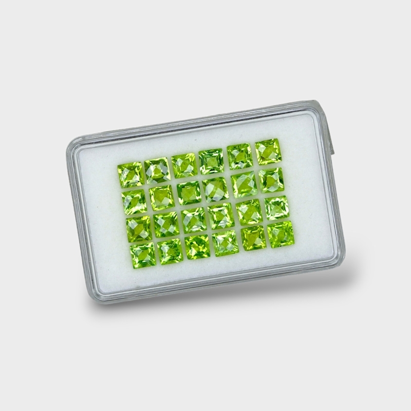 Peridot 5mm Checkerboard Square AA+ Gemstones Parcel - 170697