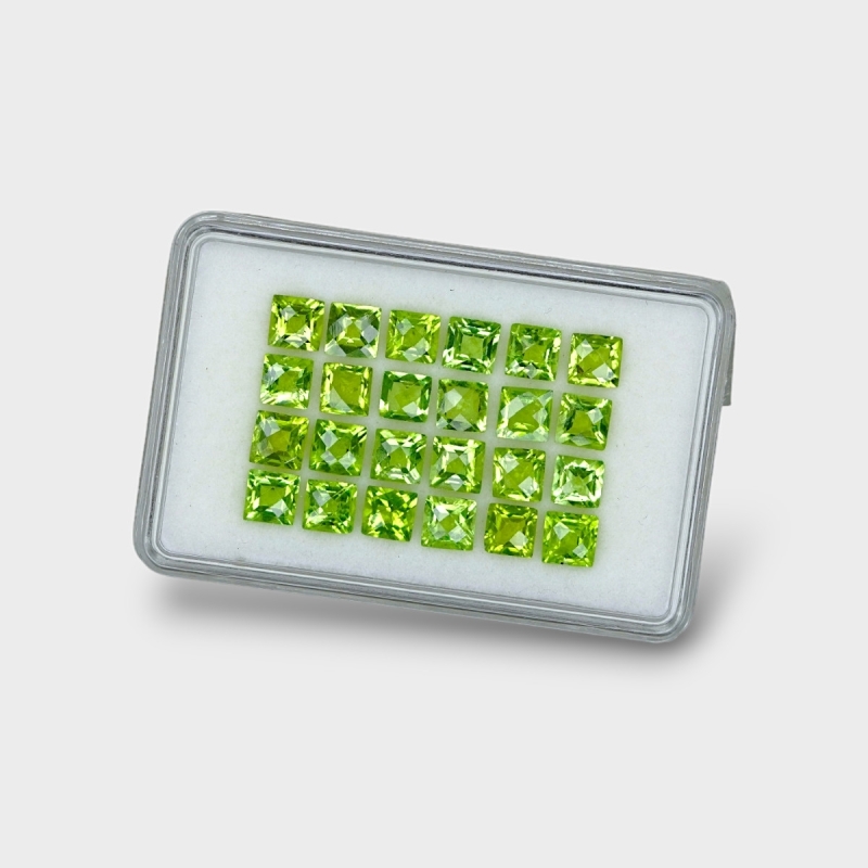 Peridot 5mm Checkerboard Square AA+ Gemstones Parcel - 170697