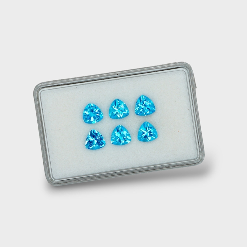 Swiss Blue Topaz 7mm Faceted Trillion AAA Gemstones Parcel - 180118