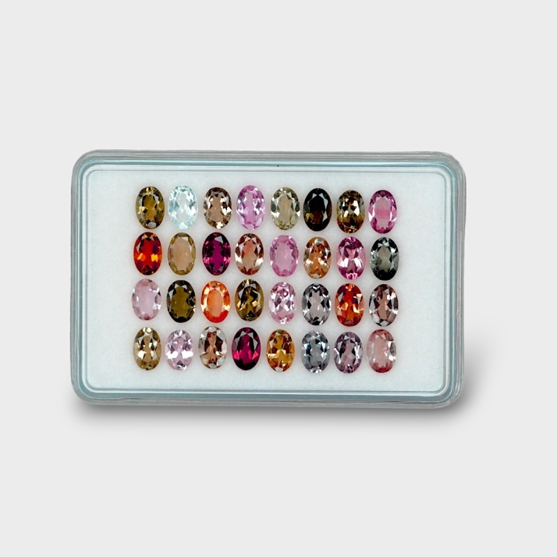 14.26 Cts. Multi Color Tourmaline 6x4mm Faceted Oval Shape AA Grade Gemstones Parcel - Total 32 Pc.