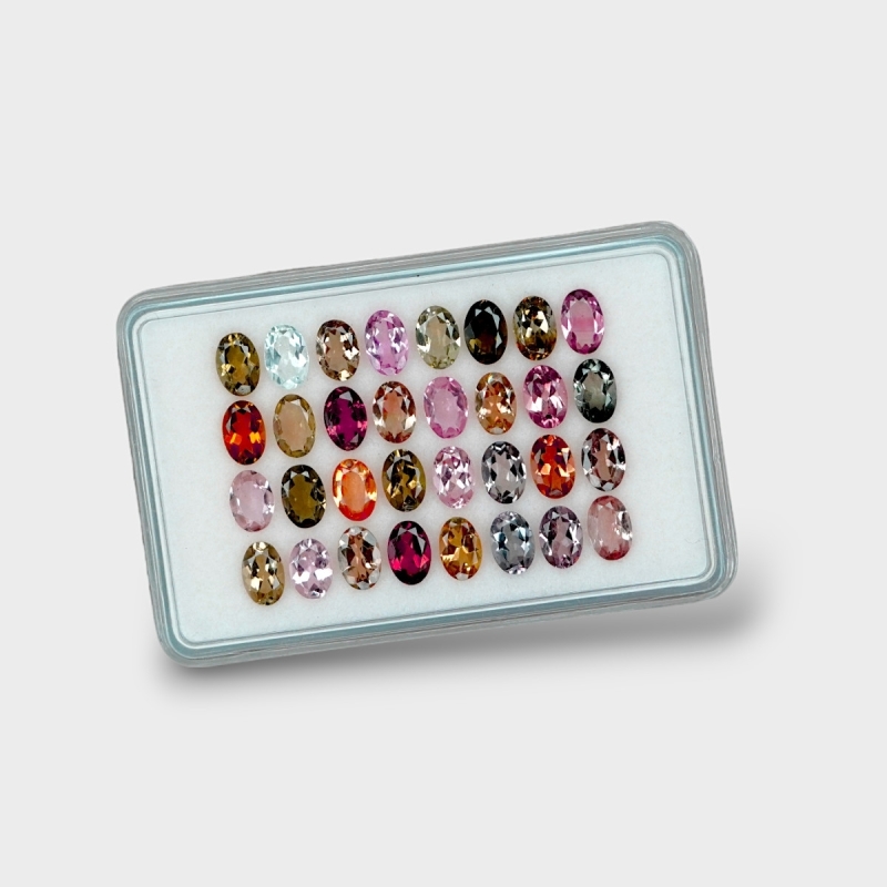 Multi Color Tourmaline 6x4mm Faceted Oval AA Gemstones Parcel - 180213