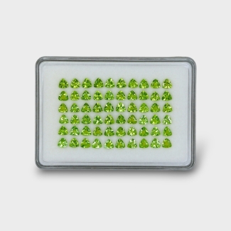 26.66 Cts. Peridot 5mm Faceted Trillion Shape AA Grade Gemstones Parcel - Total 60 Pc.