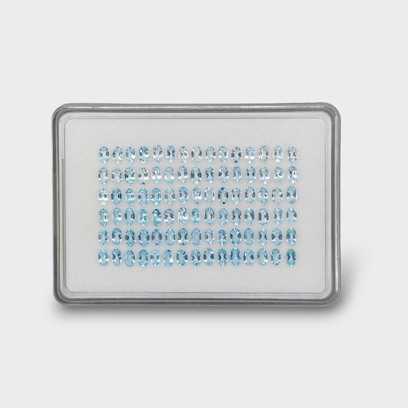 16.62 Cts. Aquamarine 5x3mm Faceted Oval Shape AA Grade Gemstones Parcel - Total 90 Pc.