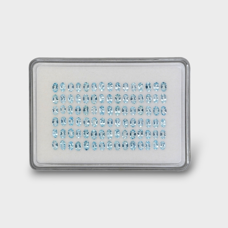 17 Cts. Aquamarine 5x3mm Faceted Oval Shape AA Grade Gemstones Parcel - Total 90 Pc.