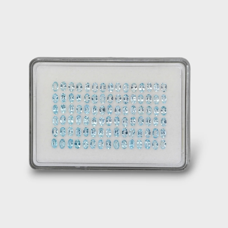 17.15 Cts. Aquamarine 5x3mm Faceted Oval Shape AA Grade Gemstones Parcel - Total 90 Pc.