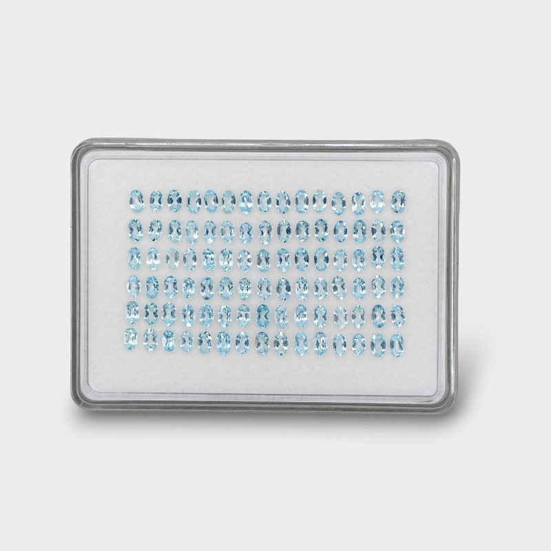 17.17 Cts. Aquamarine 5x3mm Faceted Oval Shape AA Grade Gemstones Parcel - Total 90 Pc.