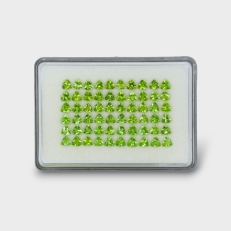 28.01 Cts. Peridot 5mm Faceted Trillion Shape AA Grade Gemstones Parcel - Total 60 Pc.