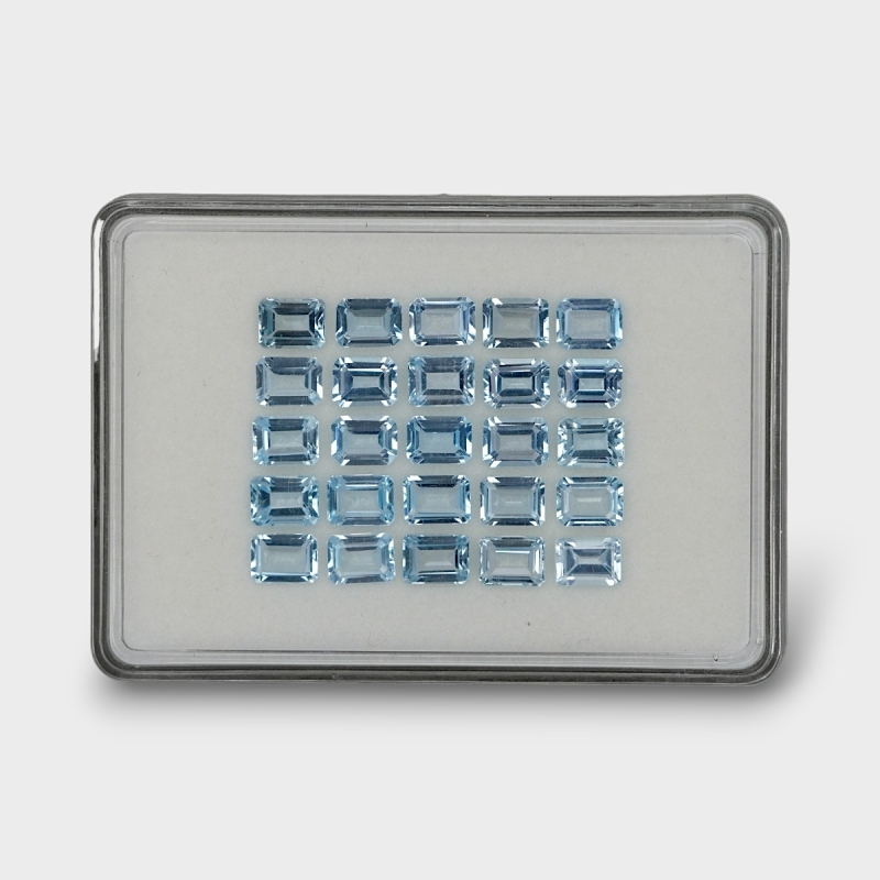 46.1 Cts. Sky Blue Topaz 8x6mm Step Cut Octagon Shape AA+ Grade Gemstones Parcel - Total 25 Pc.