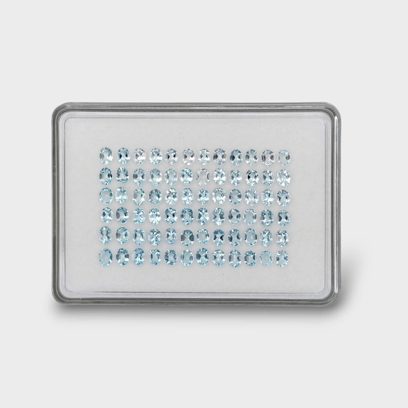 18.7 Cts. Aquamarine 5x4mm Faceted Oval Shape A+ Grade Gemstones Parcel - Total 72 Pc.