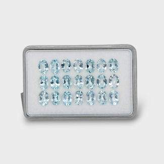 13.5 Cts. Aquamarine 7x5mm Faceted Oval Shape AA Grade Gemstones Parcel - Total 21 Pc.