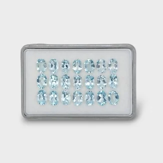 13.55 Cts. Aquamarine 7x5mm Faceted Oval Shape AA Grade Gemstones Parcel - Total 21 Pc.