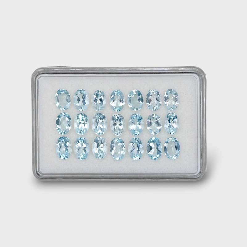 13.55 Cts. Aquamarine 7x5mm Faceted Oval Shape AA Grade Gemstones Parcel - Total 21 Pc.