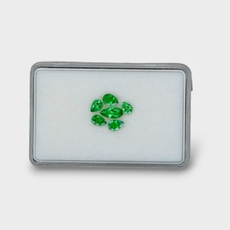 2.52 Cts. Tsavorite Garnet 3.5x4.5-8x4mm Faceted Pear Shape AA Grade Gemstones Parcel - Total 6 Pc.