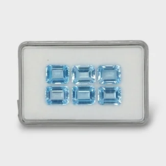 25.55 Cts. Sky Blue Topaz 10x8mm Step Cut Octagon Shape AAA Grade Gemstones Parcel - Total 6 Pc.