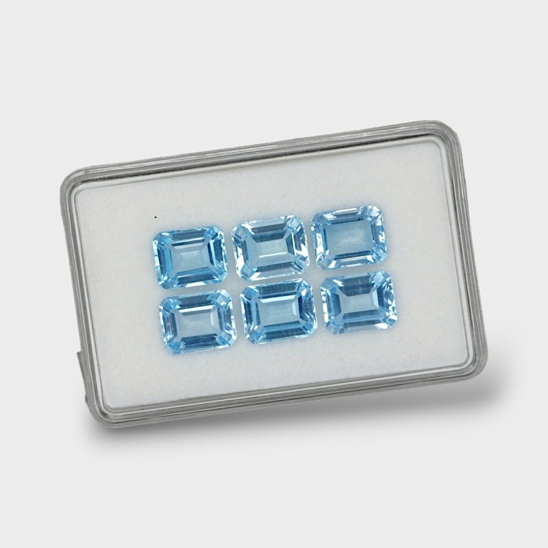 Sky Blue Topaz 10x8mm Step Cut Octagon AAA Gemstones Parcel - 180202