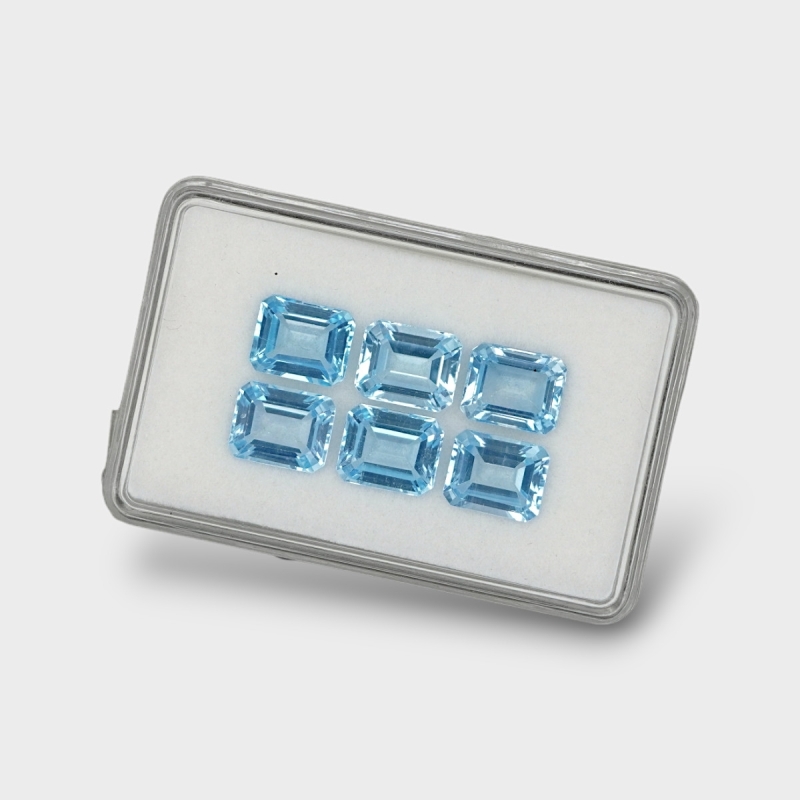 Sky Blue Topaz 10x8mm Step Cut Octagon AAA Gemstones Parcel - 180202