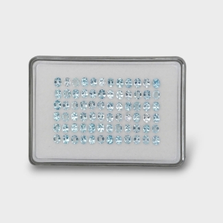 19.3 Cts. Aquamarine 5x4mm Faceted Oval Shape A+ Grade Gemstones Parcel - Total 72 Pc.