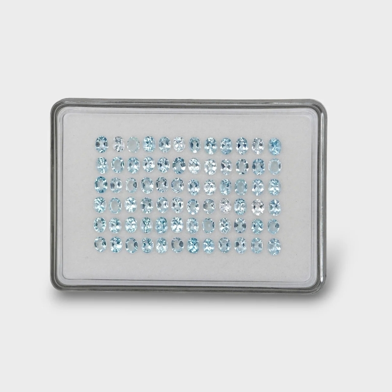 19.3 Cts. Aquamarine 5x4mm Faceted Oval Shape A+ Grade Gemstones Parcel - Total 72 Pc.