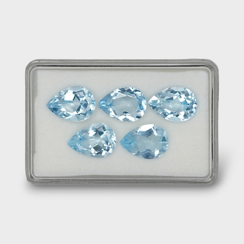 31 Cts. Sky Blue Topaz 14x10mm Faceted Pear Shape AAA Grade Gemstones Parcel - Total 5 Pc.