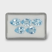31 Cts. Sky Blue Topaz 14x10mm Faceted Pear Shape AAA Grade Gemstones Parcel - Total 5 Pc.