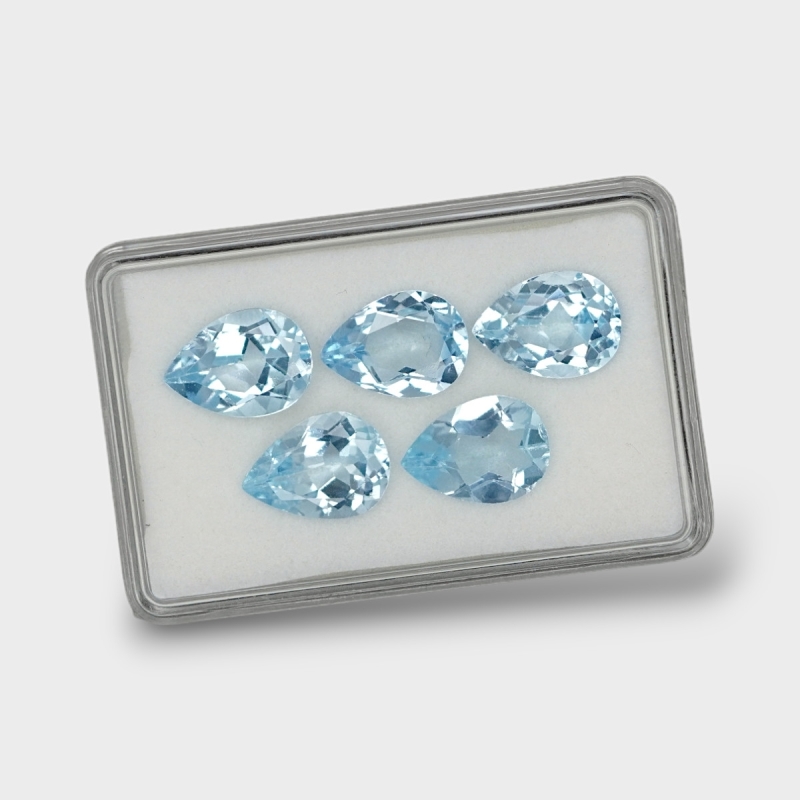 Sky Blue Topaz 14x10mm Faceted Pear AAA Gemstones Parcel - 180201
