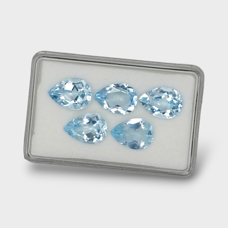 Sky Blue Topaz 14x10mm Faceted Pear AAA Gemstones Parcel - 180201