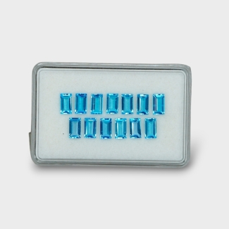 11.35 Cts. Swiss Blue Topaz 7x4mm Step Cut Baguette Shape AAA Grade Gemstones Parcel - Total 13 Pc.