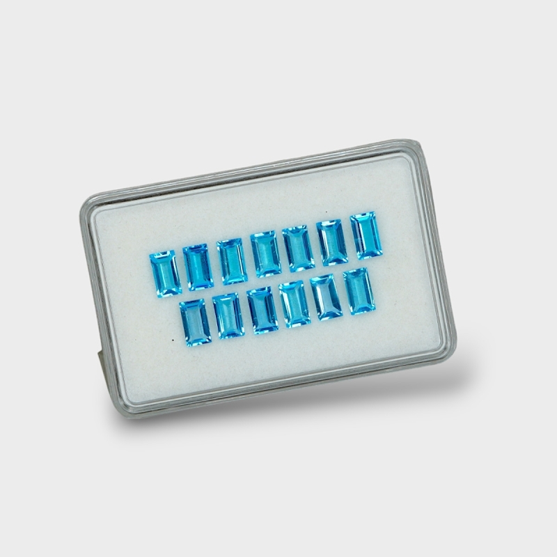 Swiss Blue Topaz 7x4mm Step Cut Baguette AAA Gemstones Parcel - 180104