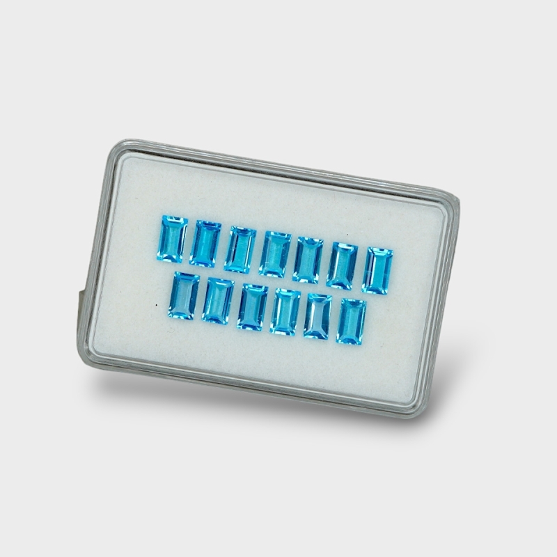 Swiss Blue Topaz 7x4mm Step Cut Baguette AAA Gemstones Parcel - 180104