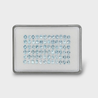 19.65 Cts. Aquamarine 5x4mm Faceted Oval Shape A+ Grade Gemstones Parcel - Total 72 Pc.