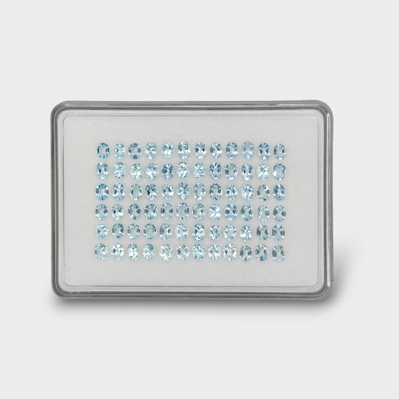 19.65 Cts. Aquamarine 5x4mm Faceted Oval Shape A+ Grade Gemstones Parcel - Total 72 Pc.