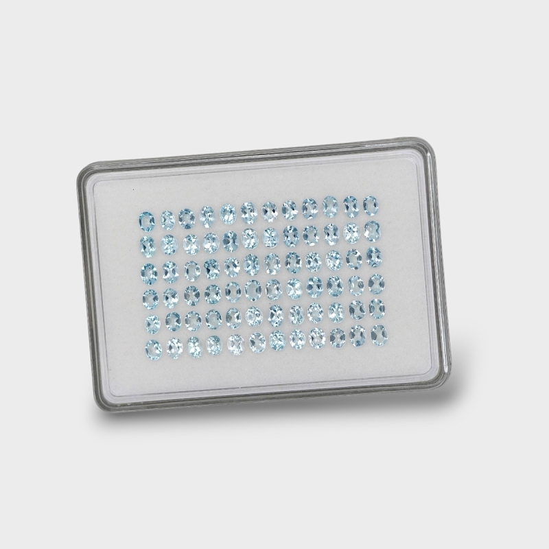 Aquamarine 5x4mm Faceted Oval A+ Gemstones Parcel - 170961