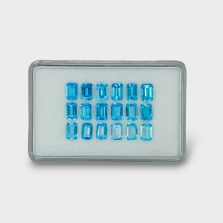 12.08 Cts. Swiss Blue Topaz 6x4mm Step Cut Octagon Shape AAA Grade Gemstones Parcel - Total 18 Pc.