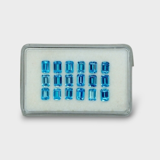12.28 Cts. Swiss Blue Topaz 6x4mm Step Cut Octagon Shape AAA Grade Gemstones Parcel - Total 18 Pc.