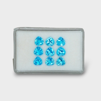 13 Cts. Swiss Blue Topaz 7mm Faceted Heart Shape AAA Grade Gemstones Parcel - Total 9 Pc.