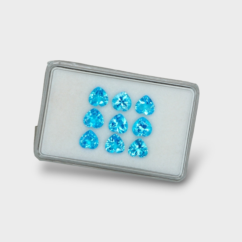 Swiss Blue Topaz 7mm Faceted Heart AAA Gemstones Parcel - 180117
