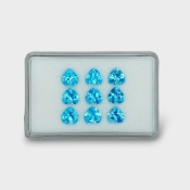 13.38 Cts. Swiss Blue Topaz 7mm Faceted Heart Shape AAA Grade Gemstones Parcel - Total 9 Pc.