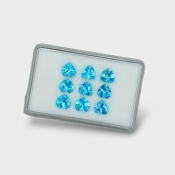 Swiss Blue Topaz 7mm Faceted Heart AAA Gemstones Parcel - 180116