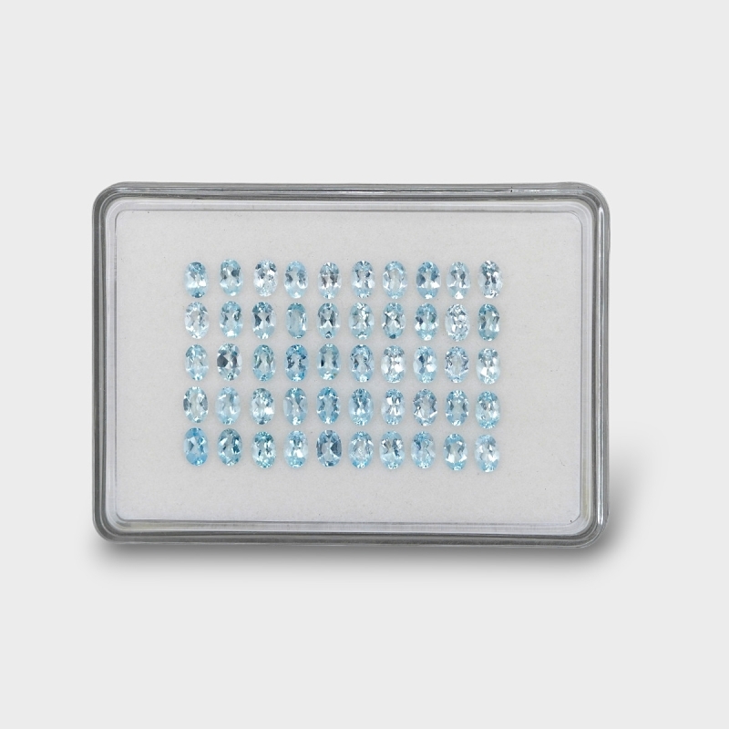 19.5 Cts. Aquamarine 6x4mm Faceted Oval Shape AA Grade Gemstones Parcel - Total 50 Pc.