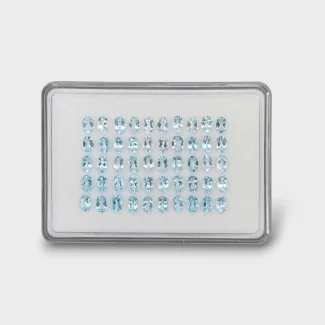 19.6 Cts. Aquamarine 6x4mm Faceted Oval Shape AA Grade Gemstones Parcel - Total 50 Pc.