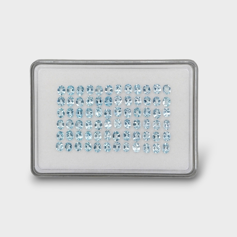 19.7 Cts. Aquamarine 5x4mm Faceted Oval Shape AA Grade Gemstones Parcel - Total 72 Pc.