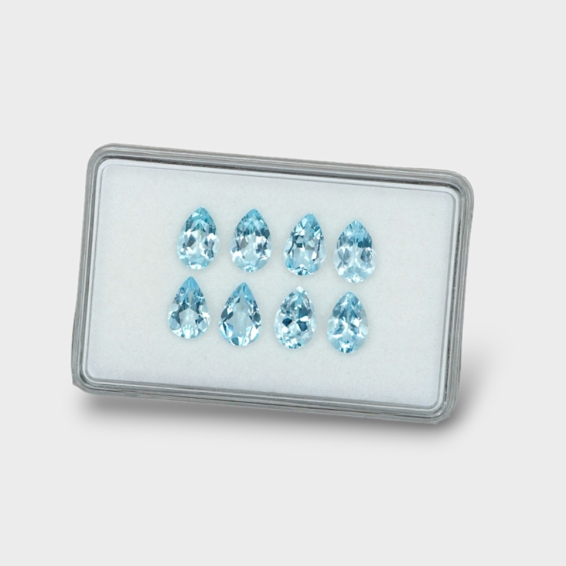 Aquamarine 9x6mm Faceted Pear AA+ Gemstones Parcel - 180009