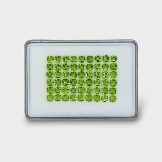 27.69 Cts. Peridot 5mm Faceted Square Cushion  Shape AA+ Grade Gemstones Parcel - Total 54 Pc.