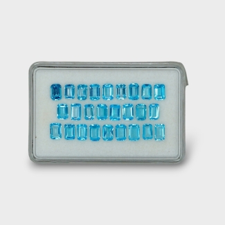 14.03 Cts. Swiss Blue Topaz 6x4mm Step Cut Octagon Shape AAA Grade Gemstones Parcel - Total 26 Pc.