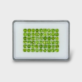 30.75 Cts. Peridot 5mm Faceted Square Cushion  Shape AA+ Grade Gemstones Parcel - Total 54 Pc.