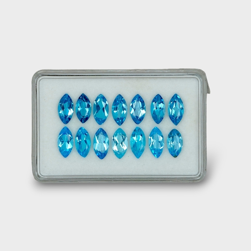 18.27 Cts. Swiss Blue Topaz 10x5mm Faceted Marquise Shape AAA Grade Gemstones Parcel - Total 14 Pc.
