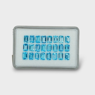 15.5 Cts. Swiss Blue Topaz 6x4mm Step Cut Octagon Shape AAA Grade Gemstones Parcel - Total 24 Pc.